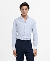 Mango Men's Slim-Fit Contrasting Collar Striped Dress Shirt