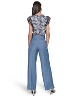 Karl Lagerfeld Paris Women's Mid-Rise Wide-Leg Pants
