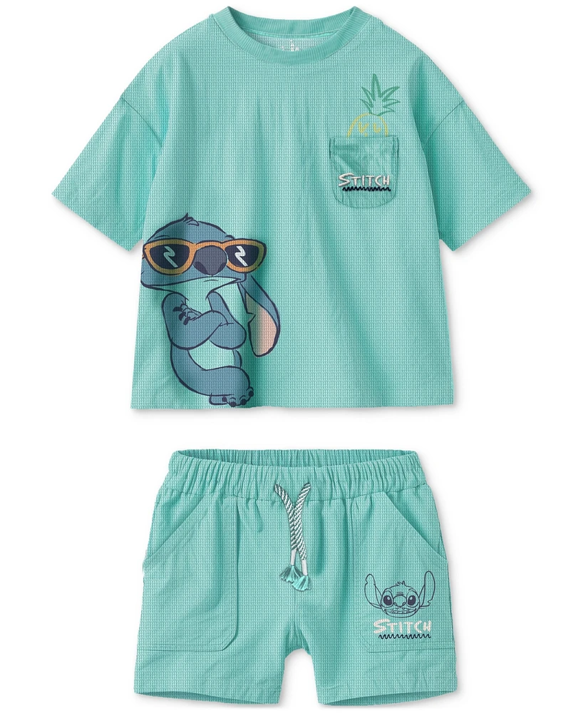 Disney Baby Boys 2-Pc. Stitch T-Shirt & Shorts Set
