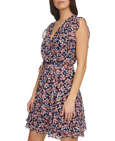 Tommy Hilfiger Women's Flutter-Sleeve Faux-Wrap Dress