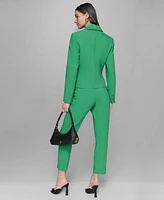 Karl Lagerfeld Paris Womens Single Button Blazer Printed Blouse Straight Leg Trousers