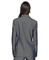 Karl Lagerfeld Paris Women's Beaded-Bow Pinstriped Blazer