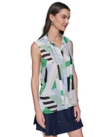 Karl Lagerfeld Paris Women's Textured Geometric-Print Top