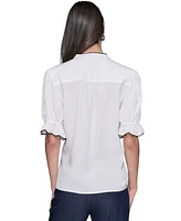 Karl Lagerfeld Paris Women's Ruffled Short-Sleeve Blouse