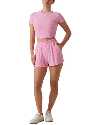 Guess Women's Peony Jacquard Crop Top