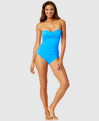 Anne Cole Twist-Front Ruched One-Piece Swimsuit