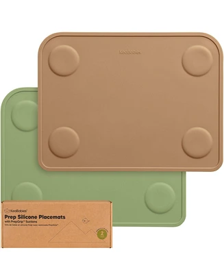 KeaBabies 2-Pack Prep Silicone Placemats for Toddlers, Kids, Non Slip Suction Dining Table Baby Placemat, Easy to Clean