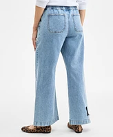 Style & Co Petite High-Rise Pull-On Wide-Leg Jeans, Exclusively at Macy's