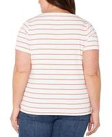 Liverpool Plus Striped Short-Sleeve Boat Neck T-Shirt