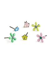 Betsey Johnson Faux Stone Spring Floral Mixed Stud Earring Set