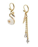 Betsey Johnson Cultivated Pearl Critters Swan Wing Mismatch Earrings