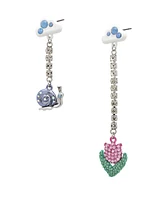 Betsey Johnson Faux Stone Spring Snail Tulip Rhinestone Chain Earrings