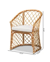 bali & pari 23.2" Upholstered and Natural Rattan Orchard Modern Bohemian Dining Chair