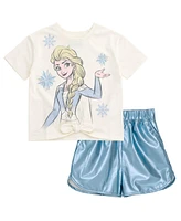 Frozen Toddler Girls Disney Queen Elsa T-Shirt and Shorts Outfit Set