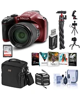 Minolta MN67Z 20MP Full Hd Wi-Fi Bridge Camera with 67x Optical Zoom, Red Essential Bundle with Bag, Memory Card, Octopus Tripod, Corel Pc Software Pa