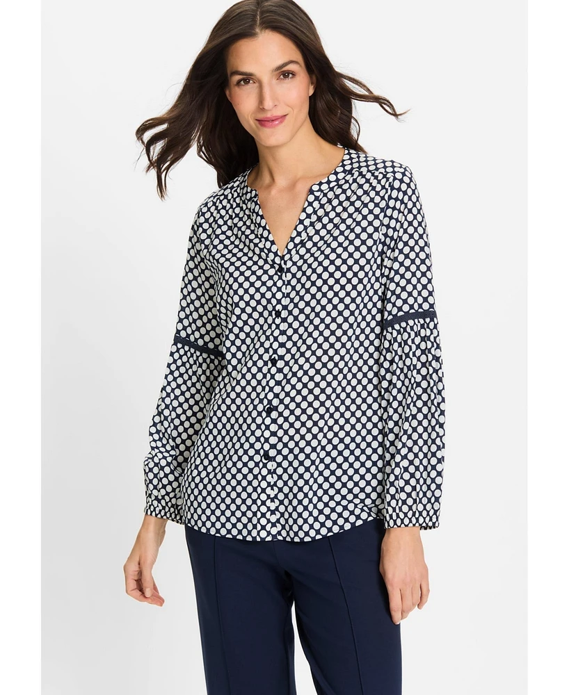 Olsen Women's Polka Dot Tunic Shirt