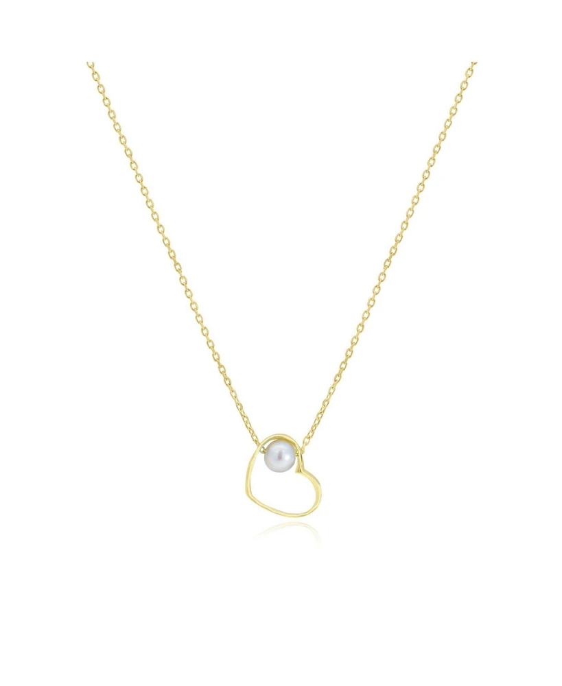 The Lovery Pearl Open Heart Necklace 14K Gold