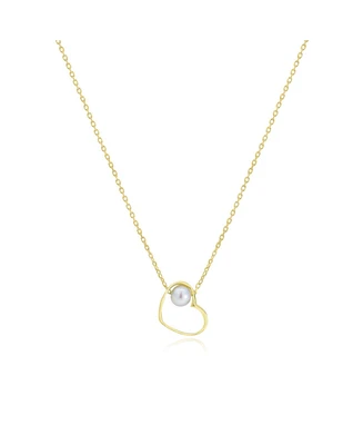 The Lovery Pearl Open Heart Necklace 14K Gold