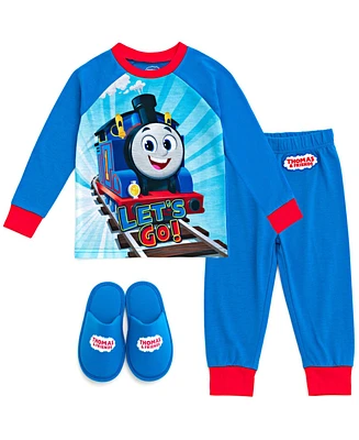 Thomas & Friends Little Boys Pajama Shirt Pants and Slippers 3 Piece