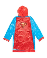 Justice League Boys Dc Comics Superman Batman Waterproof Rain Jacket Cape and Umbrella 3 Piece Set to