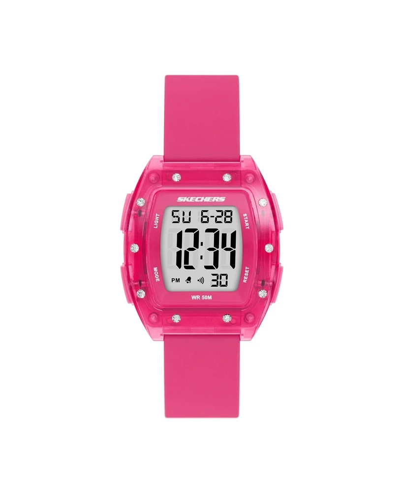 Skechers Women's Sawtelle Digital, Pink Polycarbonate Watch