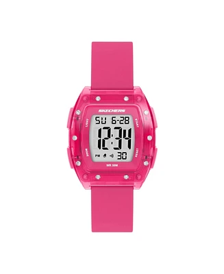 Skechers Women's Sawtelle Digital, Pink Polycarbonate Watch