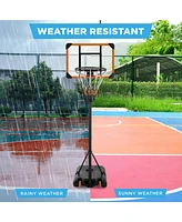 Best Choice Products Kids Height-Adjustable Basketball Hoop, Portable Game w/ 2 Wheels, Square Backboard