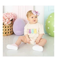 Baby Girl Easter Peeps Patch Short Sleeve Romper