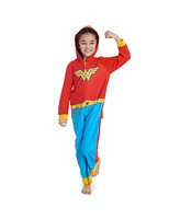 Justice League Toddler Girls Dc Comics Zip Up Costume Pajama Coverall and Cape
