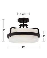 Possini Euro Bregman 13"W Black Ceiling Light w/ Stone Glass - Possini Euro Design