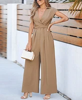 Cupshe Women's Elegant V-Neck Wide-Leg Jumpsuit