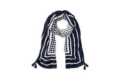 Olsen Polka Dot and Border Print Scarf