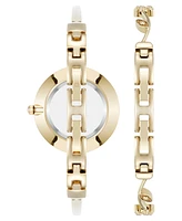 Anne Klein Women's Quartz Charming Floral Gold-Tone Metal Alloy Watch Set, 32mm