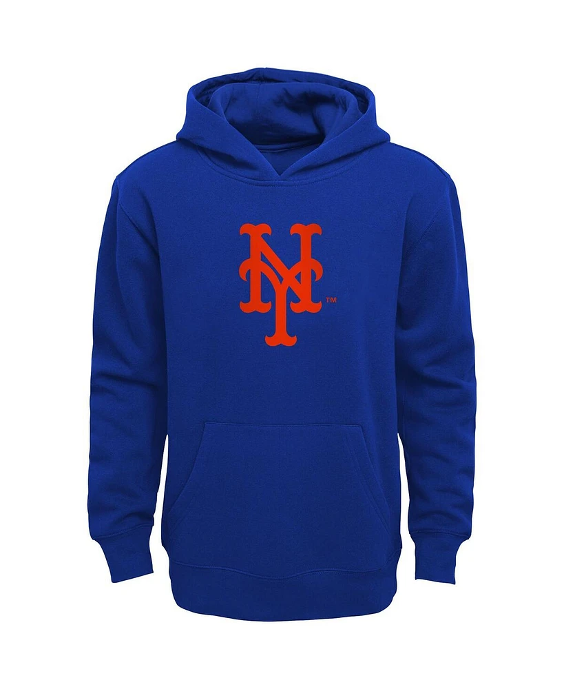 Outerstuff Big Boys and Girls Royal New York Mets Primary Logo Pullover Hoodie