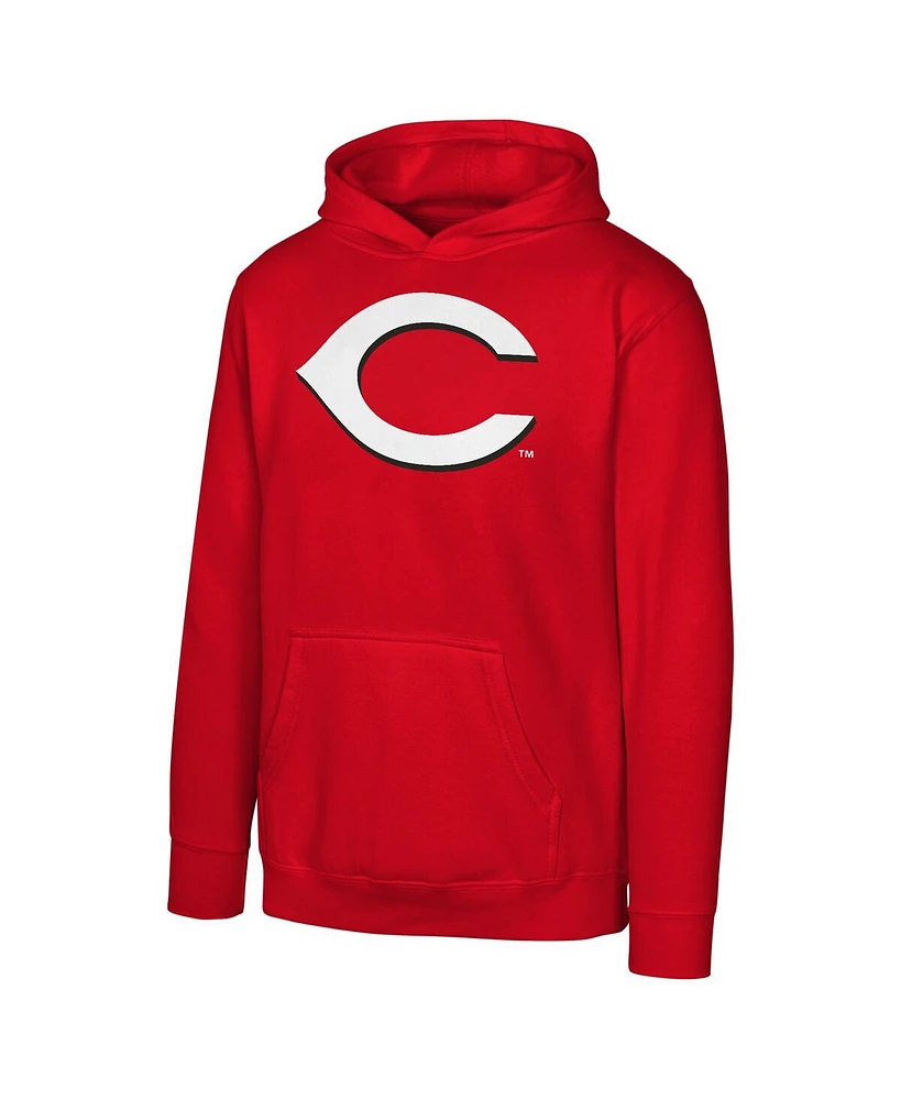 Outerstuff Big Boys and Girls Red Cincinnati Reds Primary Logo Pullover Hoodie