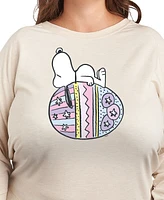 Hybrid Apparel Plus Peanuts Snoopy Easter Egg Graphic Pullover T-Shirt