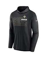 Nike Men's Black New Orleans Saints Lightweight Performance Hooded Long Sleeve T-Shirt