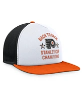 Fanatics Men's White/Orange Philadelphia Flyers Decades Collection Foam Front Snapback Hat
