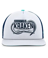 Fanatics Men's White/Deep Sea Blue Seattle Kraken Authentic Pro Hometown Rink Foam Trucker Snapback Hat