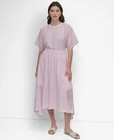 Dkny Women's Handkerchief Hem Mixed Media Maxi Skirt