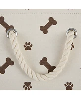 Bone Dry Collapsible Pet Storage Bin with Rope Handles Paw/Bone Print