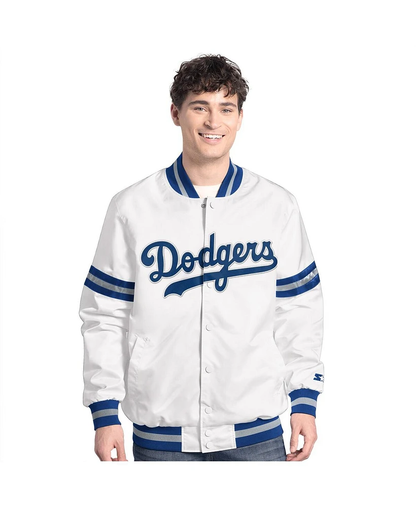 Starter Men's White Los Angeles Dodgers Cooperstown Scout Full-Snap Varsity Jacket