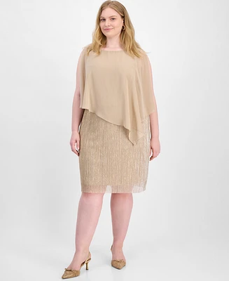 Connected Plus Cape-Overlay Dress
