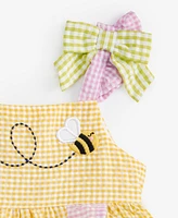 Blueberi Boulevard Baby Girls Seersucker Sunsuit Dress & Hat, 2 Piece Set