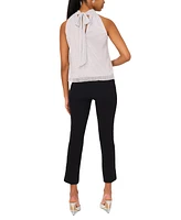 Msk Petite Metallic Jersey Back-Tie Halter Top