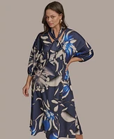 Donna Karan New York Plus Floral-Print A-Line Dress