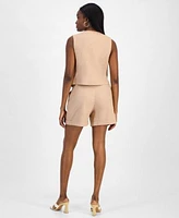 Bar Iii Womens Cuffed Pleat Front Shorts Button Front Vest Exclusively At Macys
