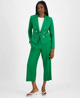 Bar Iii Womens Faux Double Breasted Blazer Sleeveless Honeycomb Top Cropped Wide Leg Pants Exclusively At Macys