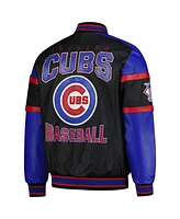 G-iii Sports by Carl Banks Men's Black Chicago Cubs Full-Zip Leather Varsity Jacket