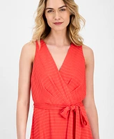 Anne Klein Women's Tie-Waist Ruffled-Hem Satin Maxi Dress